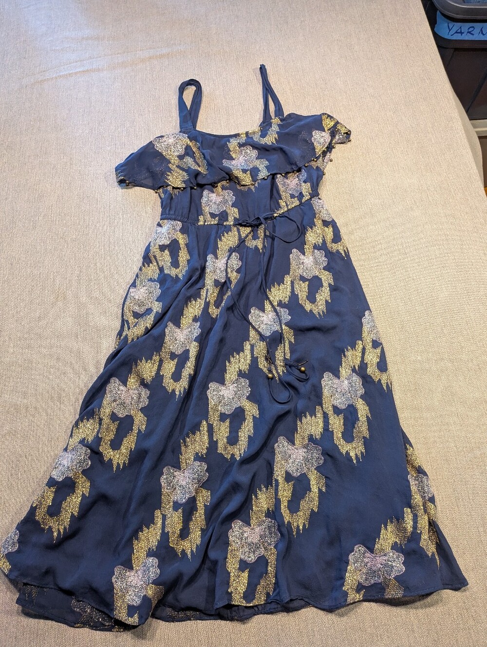 Plenty Tracy Reese Metallic Embroidered Ruffle Midi Dress Small